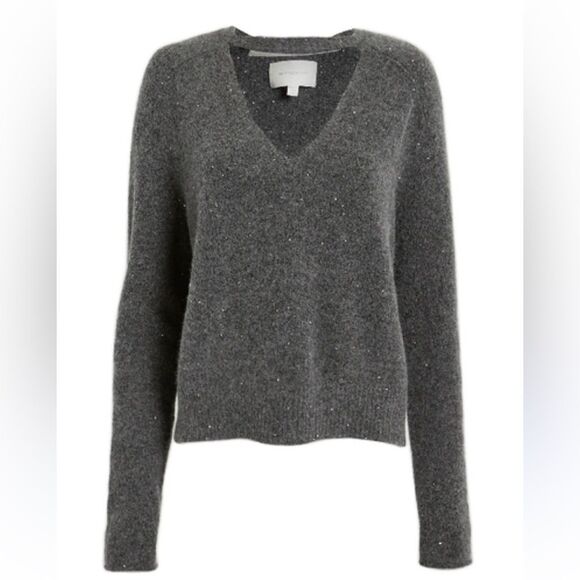 Brochu Walker Falcon Weater Grey Sequin Cashmere Sweater - Picture 1 of 7